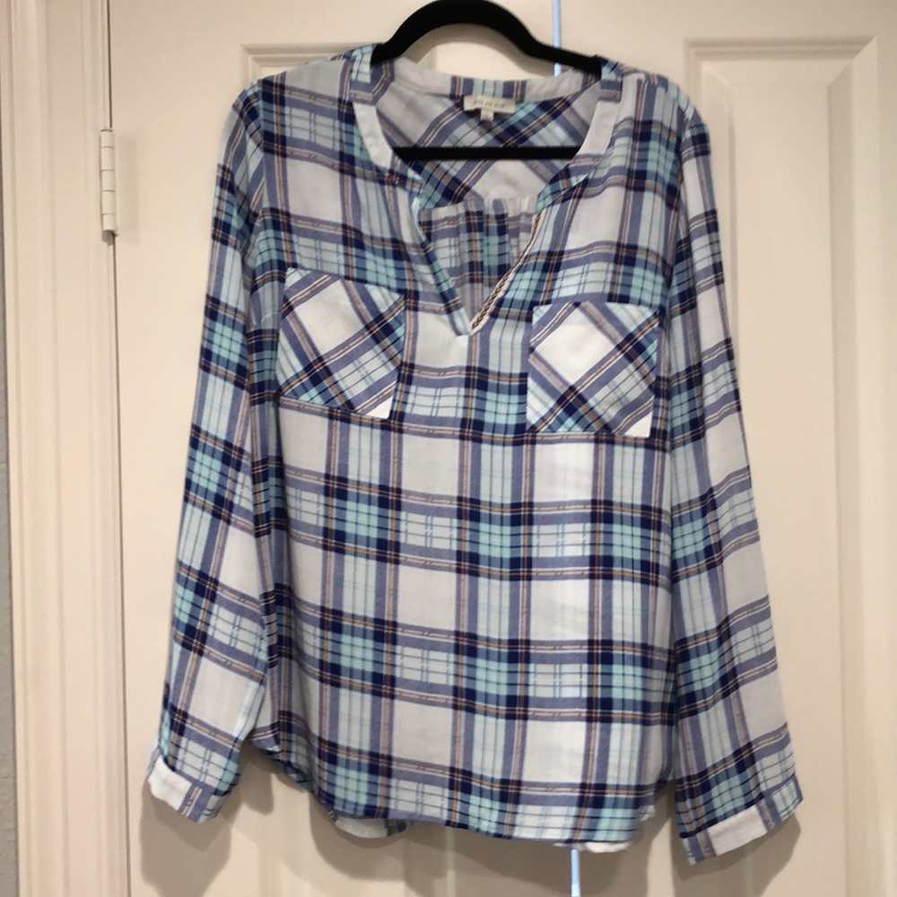 Plaid and flowy blouse